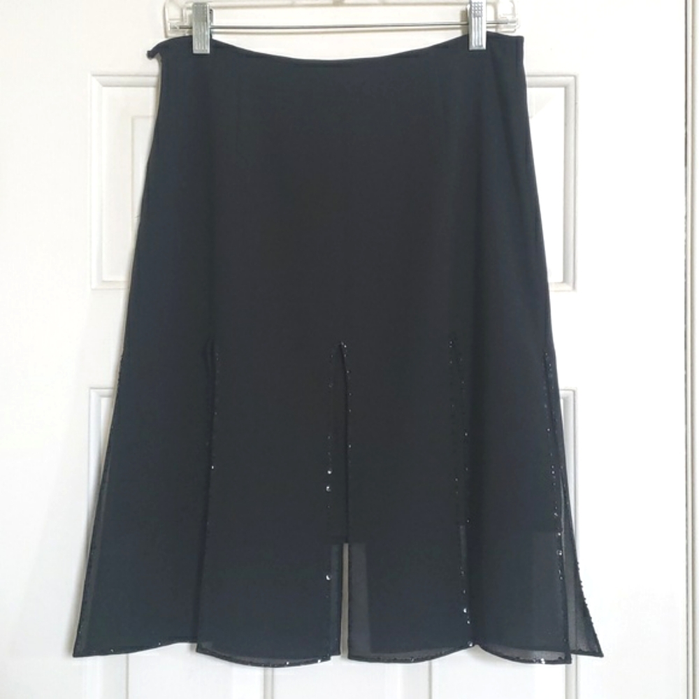 Adrianna Papell Black Sequin Car Wash Skirt 10P Petite Formal Evening Wear - Picture 8 of 11